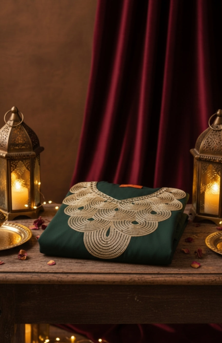 Robe Ramadan Élégance Dorée - vue détaillée
