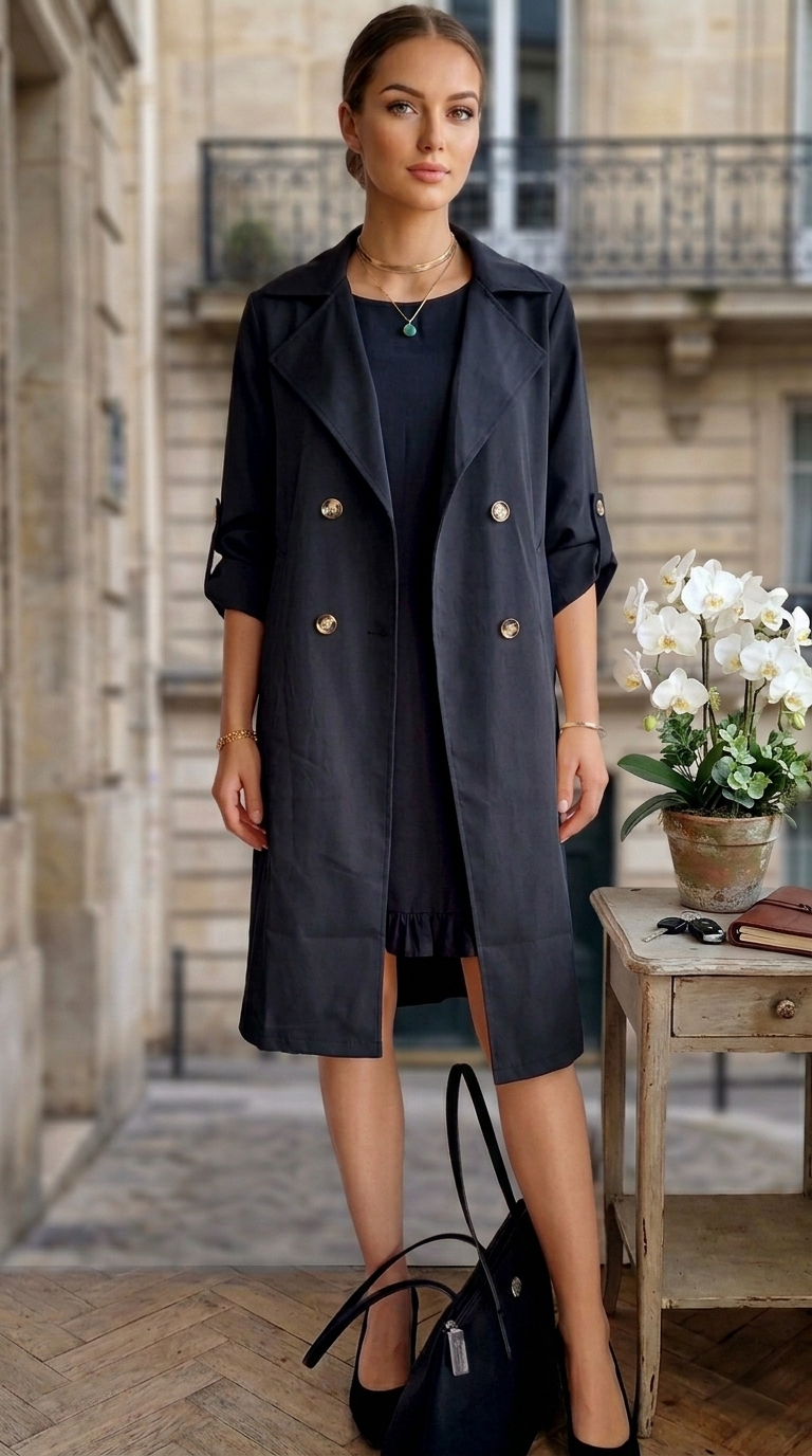 Trench-Coat Élégant avec Ceinture