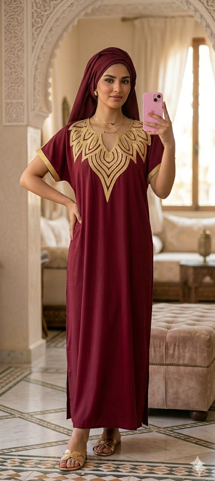 Gandoura Moderne avec Foulard Assorti – Édition Limitée Casablanca