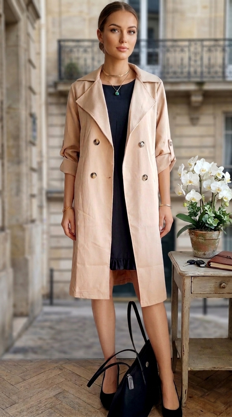 Trench-Coat Élégant avec Ceinture