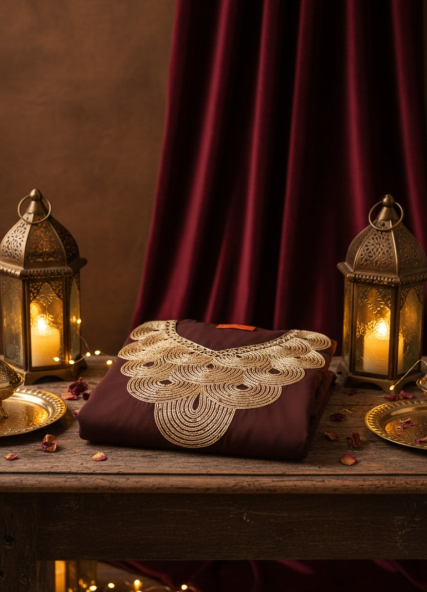 Robe Ramadan Élégance Dorée - vue détaillée
