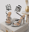 Sandales à talons spirale Even&Odd — Argentées (Taille 40)