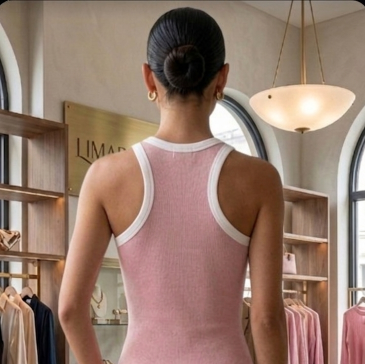 Robe Débardeur Côtelée Rose Midi